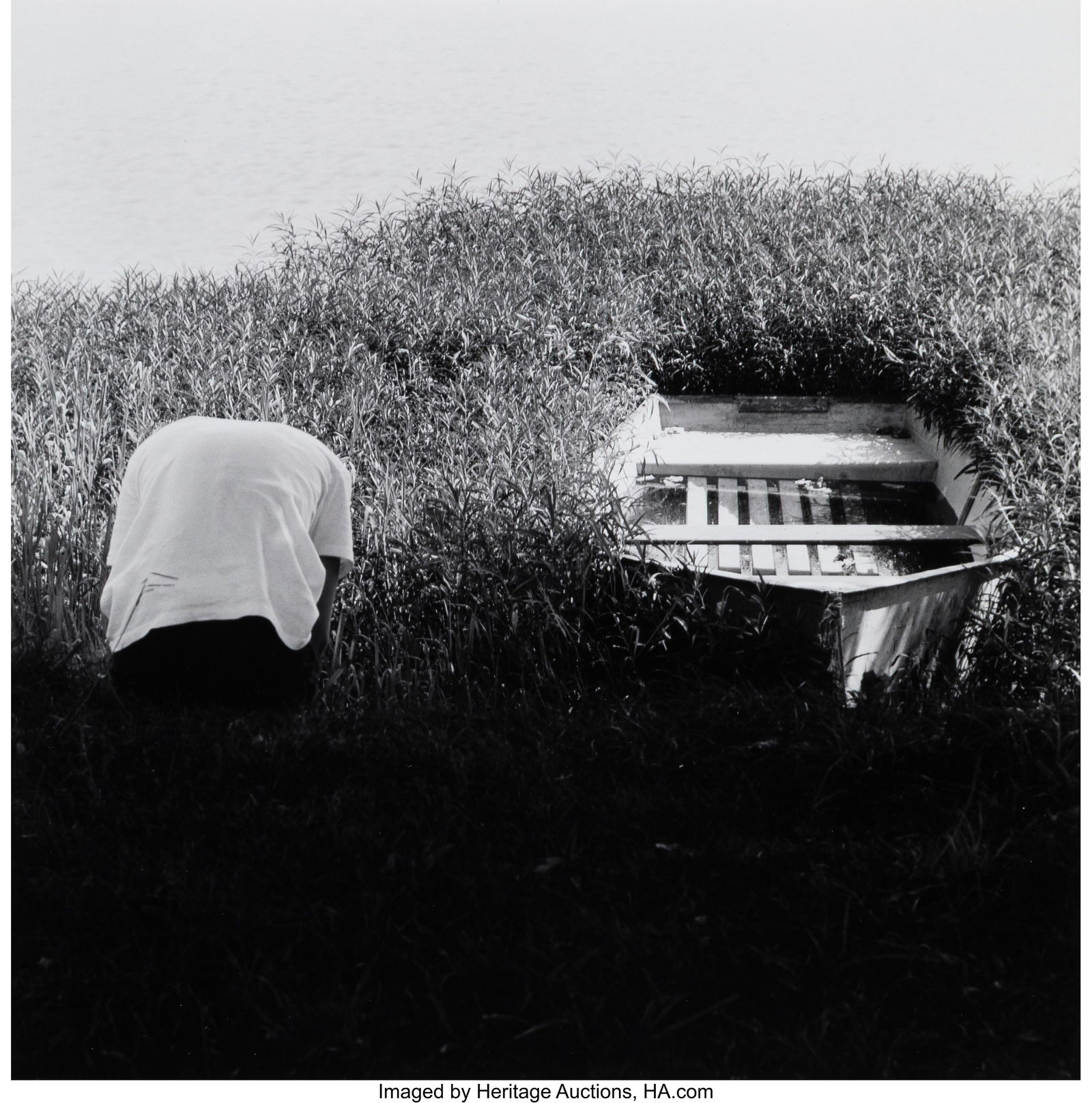 Ralph Eugene Meatyard (American, 1925-1972) Unti: Ralph Eugene Meatyard (American, 1925-1972) Untitled (Figure and Boat), 1964 Gelatin silver print 7 x 7 inches (17.8 x 17.8 cm) (image/