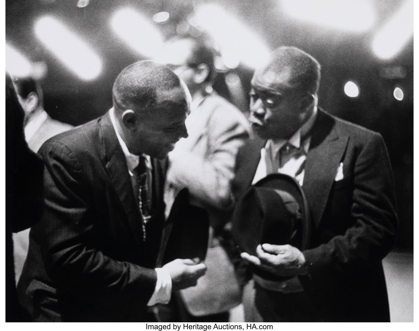 Sam Shaw (American, 1912-1999) Louis Armstrong a: Sam Shaw (American, 1912-1999) Louis Armstrong and Ben Webster, 1954 Gelatin silver print, printed later 7-1/4 x 8-1/8 inches (18.4 x 20.6 cm&rpa