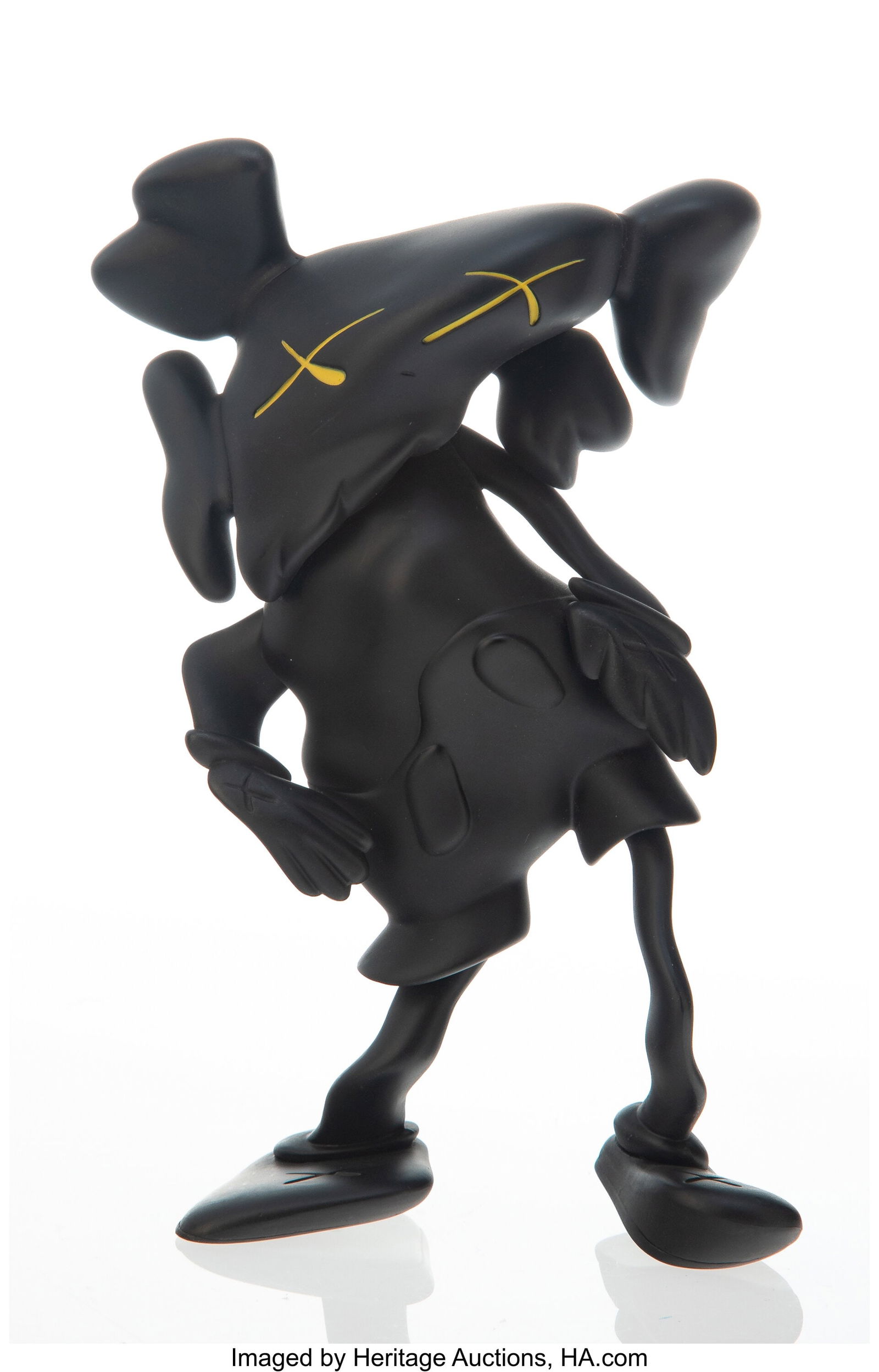 KAWS X Robert Lazzarini Companion (Black), 2010: KAWS X Robert Lazzarini Companion (Black), 2010 Painted cast vinyl 7 x 5-1/4 x 2-1/2 inches (17.8 x 13.3 x 6.3 cm) Stamped on underside of foot P