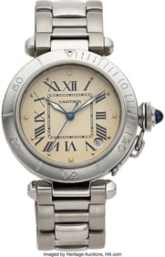 12057&colon; Cartier&comma; Stainless Steel Pasha Automatic Wristwa