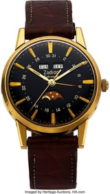 12074&colon; Zodiac Vintage Triple Calendar Moonphase Wristwa