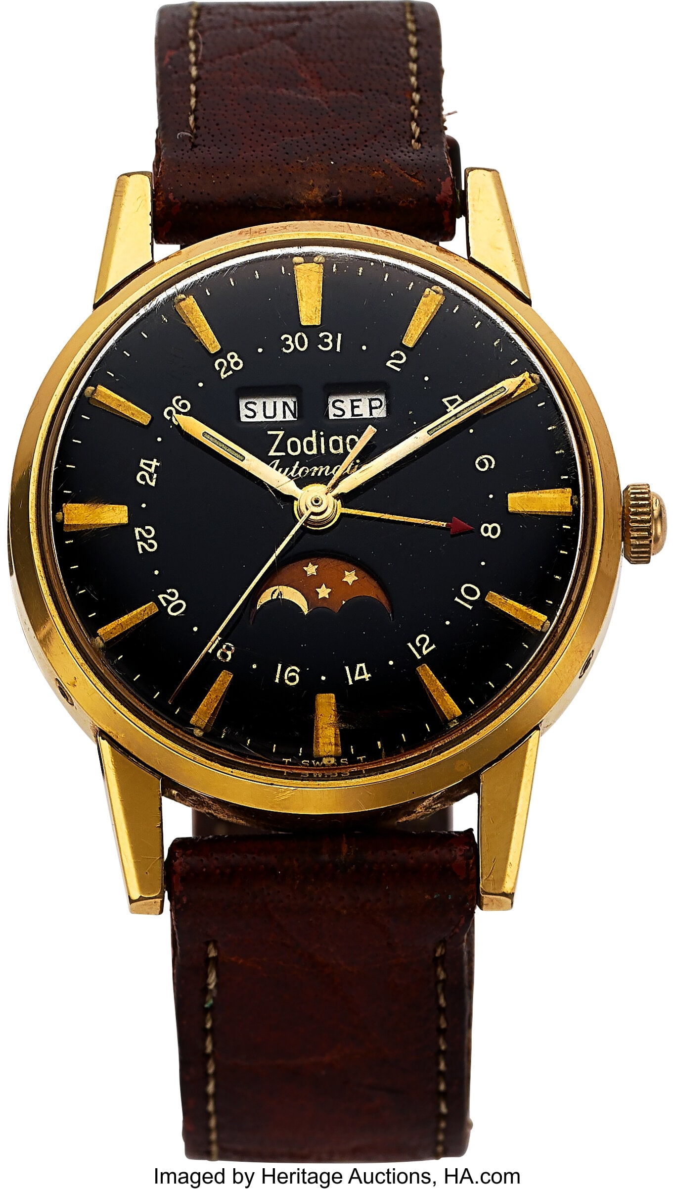 Zodiac Vintage Triple Calendar Moonphase Wristwa (1 of 4)