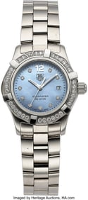 12082&colon; Tag Heuer Lady's Aquaracer Steel With Diamonds W
