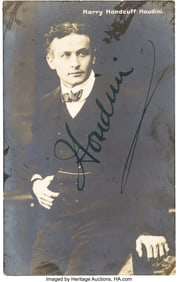 38005&colon; Harry Houdini Signed Photograph Postcard&period; Vintag