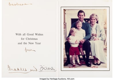 38028&colon; Christmas Card Signed by King Charles and Prince