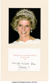 38029&colon; Princess Diana Signed Christmas Card &lpar;1993&rpar;&period; Ori