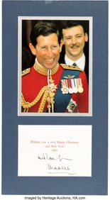 38030&colon; King Charles Signed Christmas Card &lpar;1993&rpar;&period; Origi