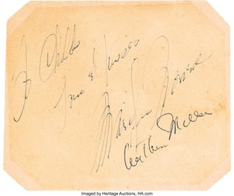 38121&colon; Marilyn Monroe and Arthur Miller Signed Autograp