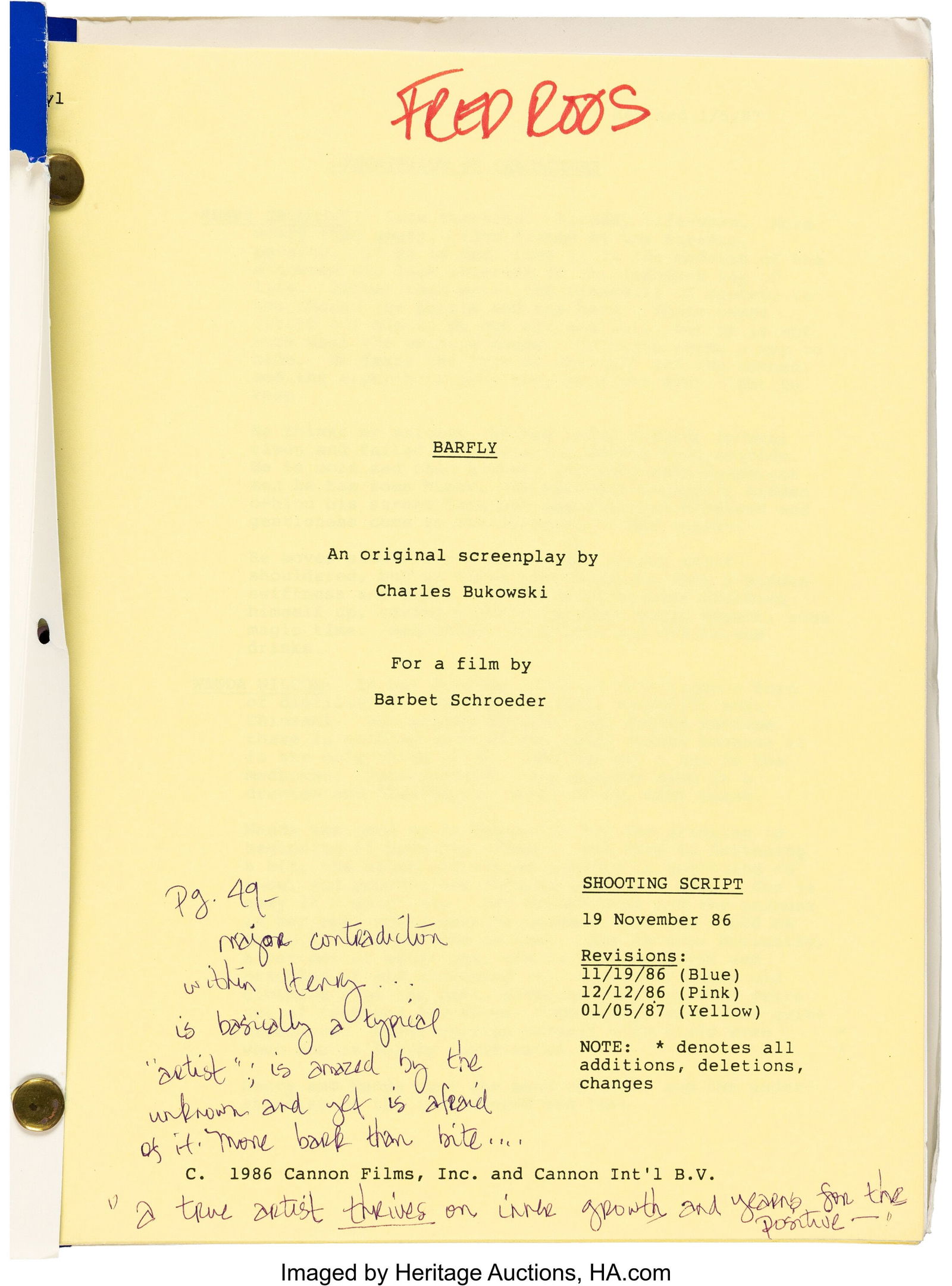 Barfly (Cannon, 1987), Alternative-Draft Charles (1 of 10)