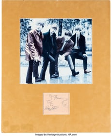 38569&colon; The Beatles Signed Cut Paper Housed in Velvet Ma