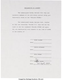 38643&colon; The Rolling Stones Signed Group of &lpar;4&rpar; Declarati