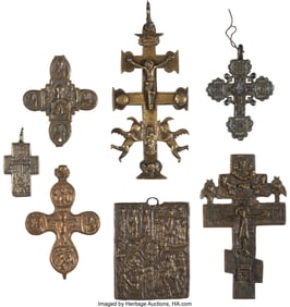 84004&colon; A Group of Seven Early Russian Brass and Bronze 