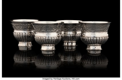 84005&colon; Four Russian Repoussé Silver Cups Apparently un