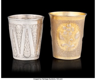 84006&colon; Two Russian Gilt and Part Gilt Repoussé Silver 