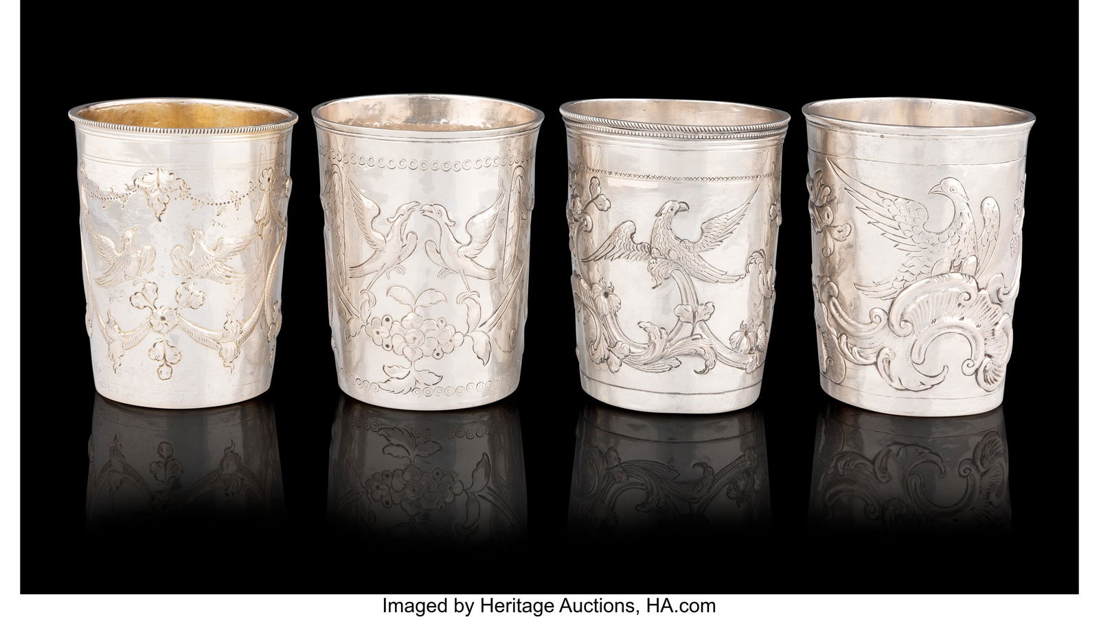 A Group of Four Russian Silver Repoussé Beakers (1 of 7)