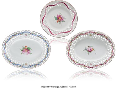 84033&colon; A Group of Three Gardner Ribbon-Decorated Porcel