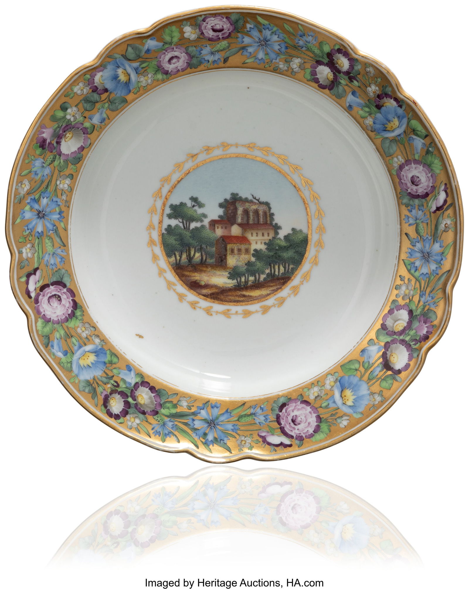 A Russian Porcelain Dinner Plate from the Cabine: A Russian Porcelain Dinner Plate from the Cabinet Service Imperial Porcelain Factory, Period of Catherine II (1762-1796), circa 1795 9-1/2 inches (24.1 cm) P