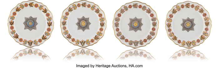 84047&colon; Four Russian Porcelain Dining Plates from the Or