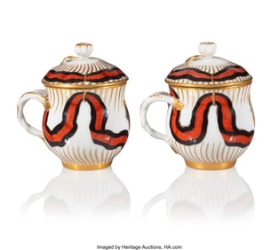 84058&colon; A Pair of Russian Porcelain Covered Cups from th