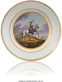 84074&colon; A Russian Porcelain Military Plate Imperial Porc