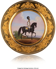 84076&colon; A Russian Porcelain Military Plate&colon; A Mounted Cu