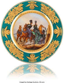 84080&colon; A Russian Porcelain Military Plate&colon; 5th Horse Ar
