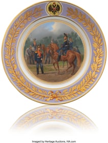 84081&colon; A Russian Porcelain Military Plate&colon; Lancer Regim