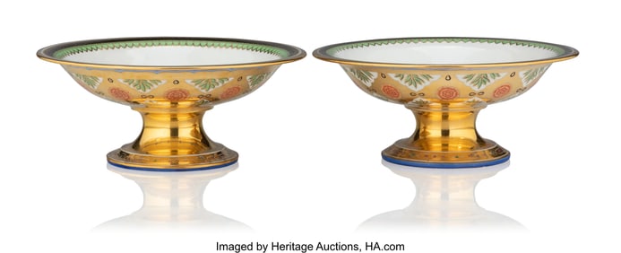 84086&colon; A Pair of Russian Porcelain Tazzas from the Krem