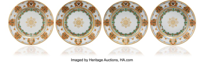 84093&colon; Four Russian Porcelain Dinner Plates from the Gr