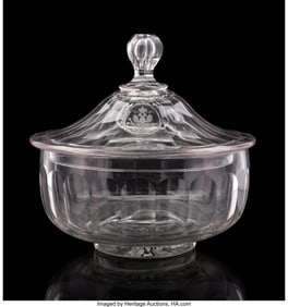 84106&colon; A Russian Engraved and Cut Glass Covered Bowl wi
