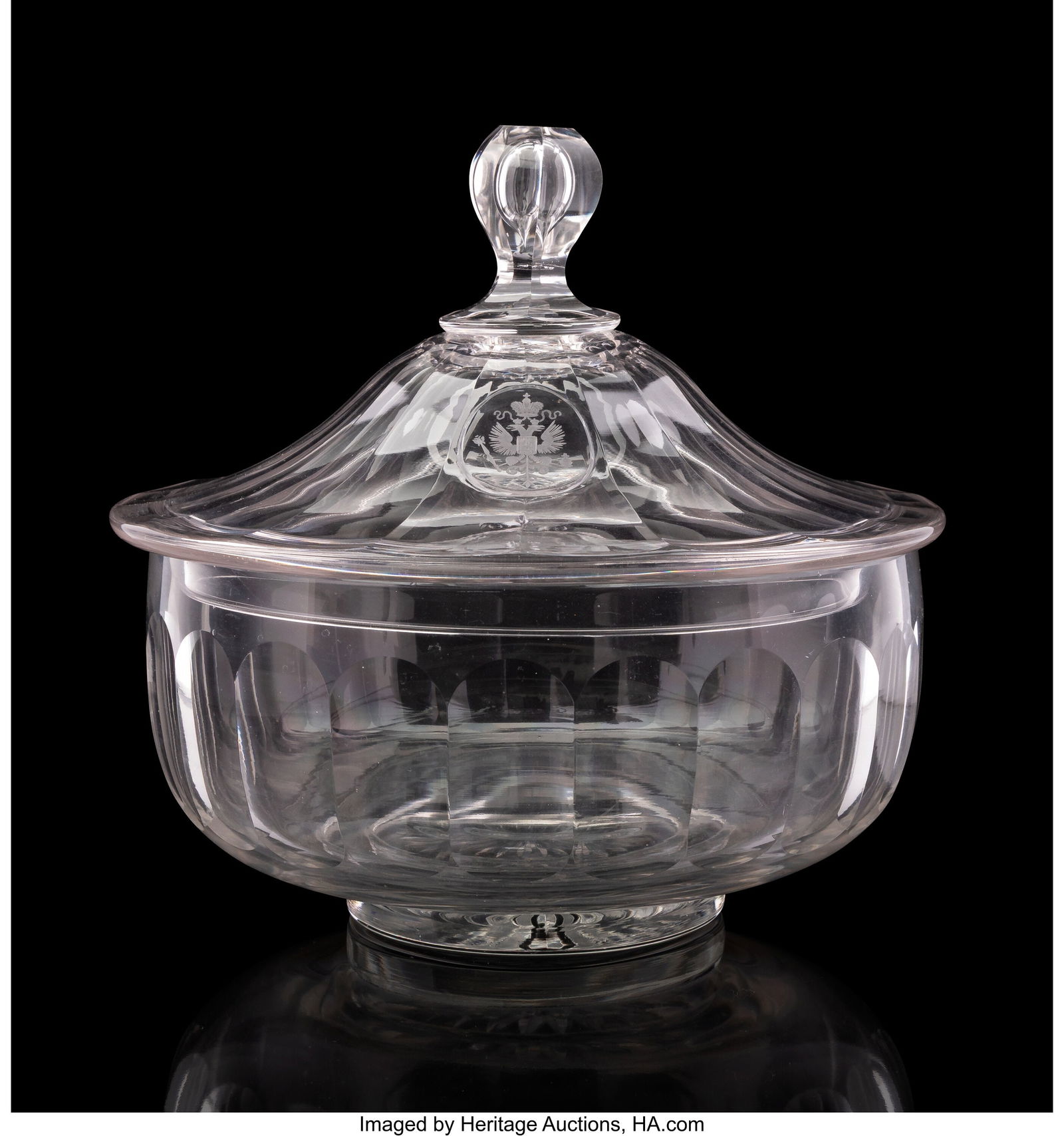 A Russian Engraved and Cut Glass Covered Bowl wi (1 of 2)