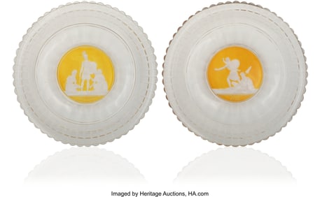 84113&colon; Two Russian Cameo-Engraved and Molded Glass Plat