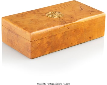 84120&colon; A Russian 14k Gold-Mounted Birch Box 20th centur