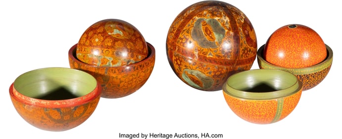 84123&colon; Two Russian Painted Nesting Balls Likely Moscow&comma;