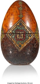 84125&colon; A Russian Carved Wood Painted Egg Likely Moscow&comma;