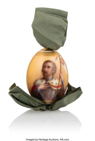 84127&colon; A Russian Porcelain Easter Egg Painted with St&period; 