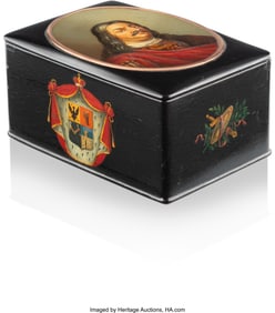 84145&colon; A Russian Gold-Mounted Lacquer Box with Raised D