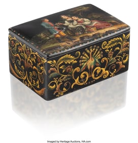 84147&colon; A Russian Lacquer Box with Raised Decoration by 