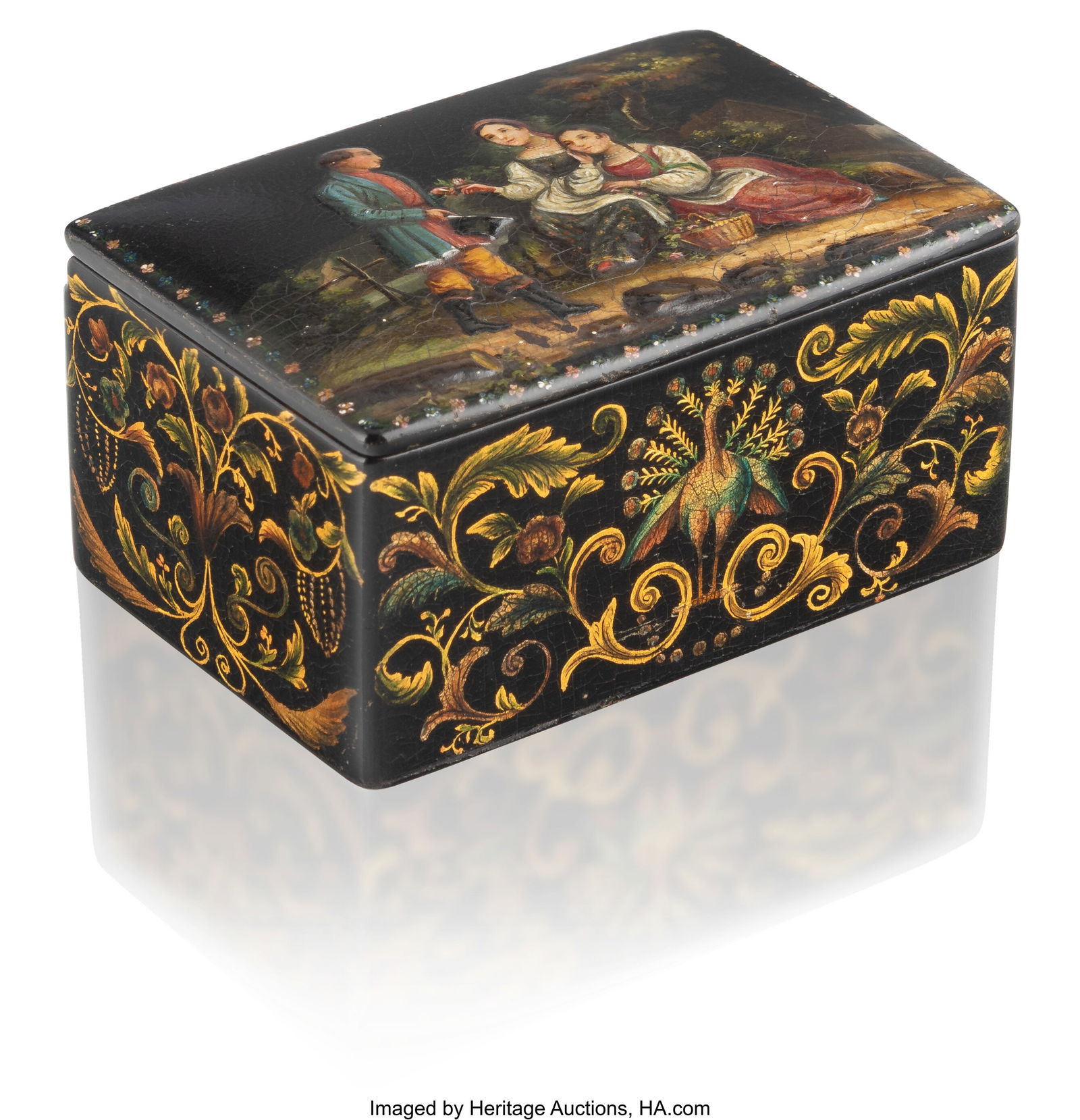 A Russian Lacquer Box with Raised Decoration by (1 of 6)