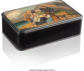 84148&colon; A Russian Lacquer Box with Raised Decoration by 