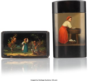 84150&colon; Two Russian Lacquer Boxes by the Lukutin Factory