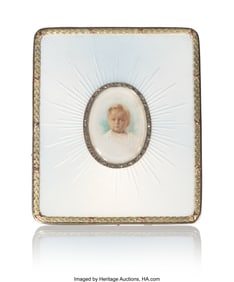 69025: A Koch Diamond Set Guilloché Enameled Gold-Moun