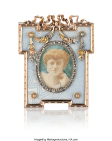 69032: A Fabergé Rose Cut Diamond and Pearl-Set Three-