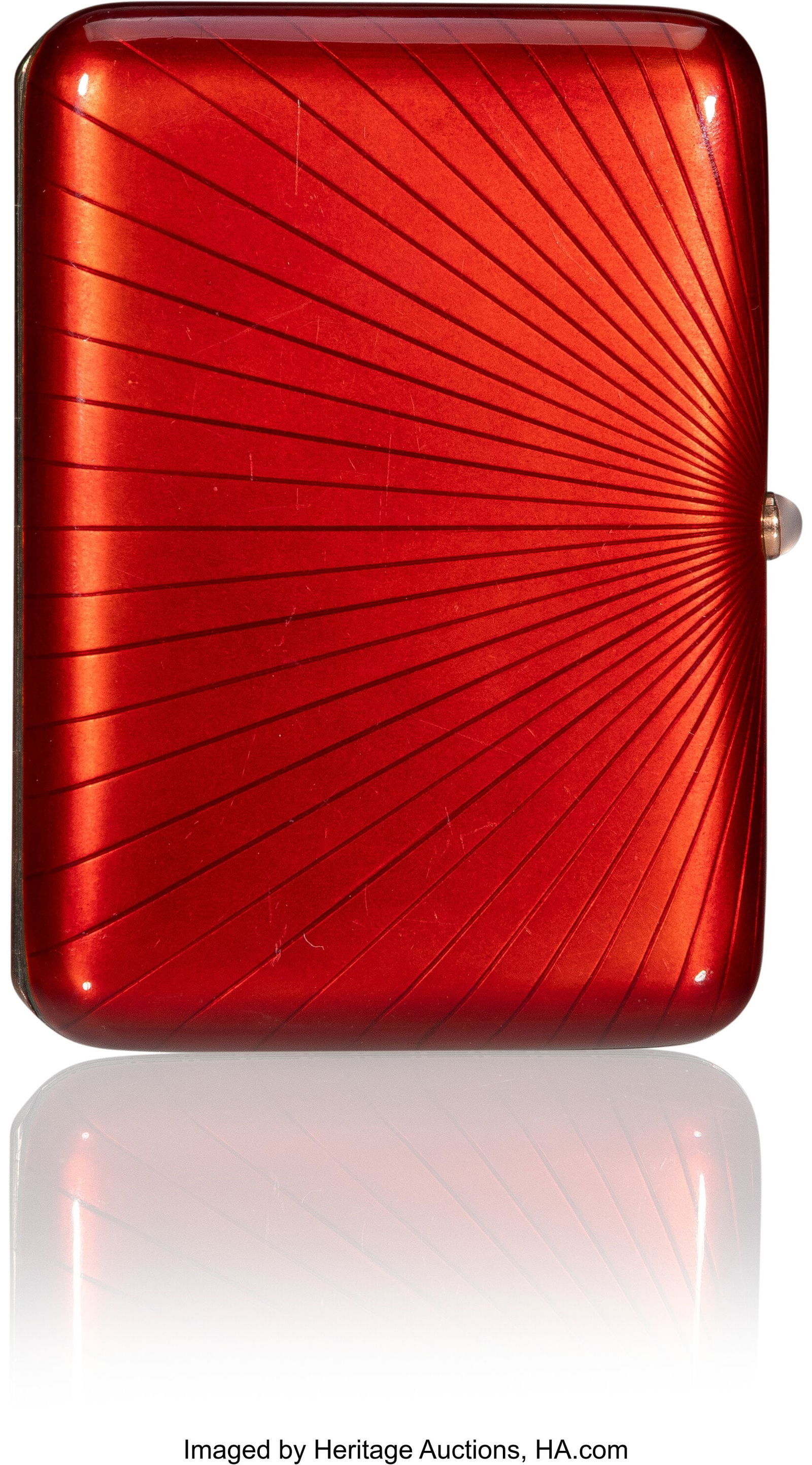 A Fabergé Strawberry Red Guilloché Enameled Si (1 of 7)