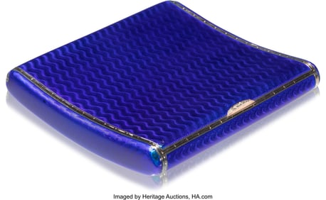 69042: A Fabergé Cobalt Blue Guilloché Enameled Silve