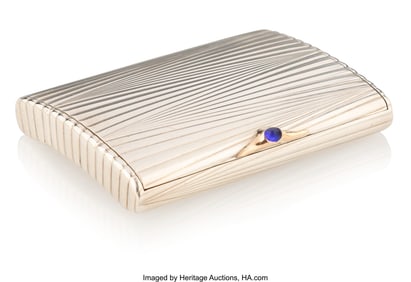 69046: A Fabergé Curved Silver Cigarette Case Fabergé