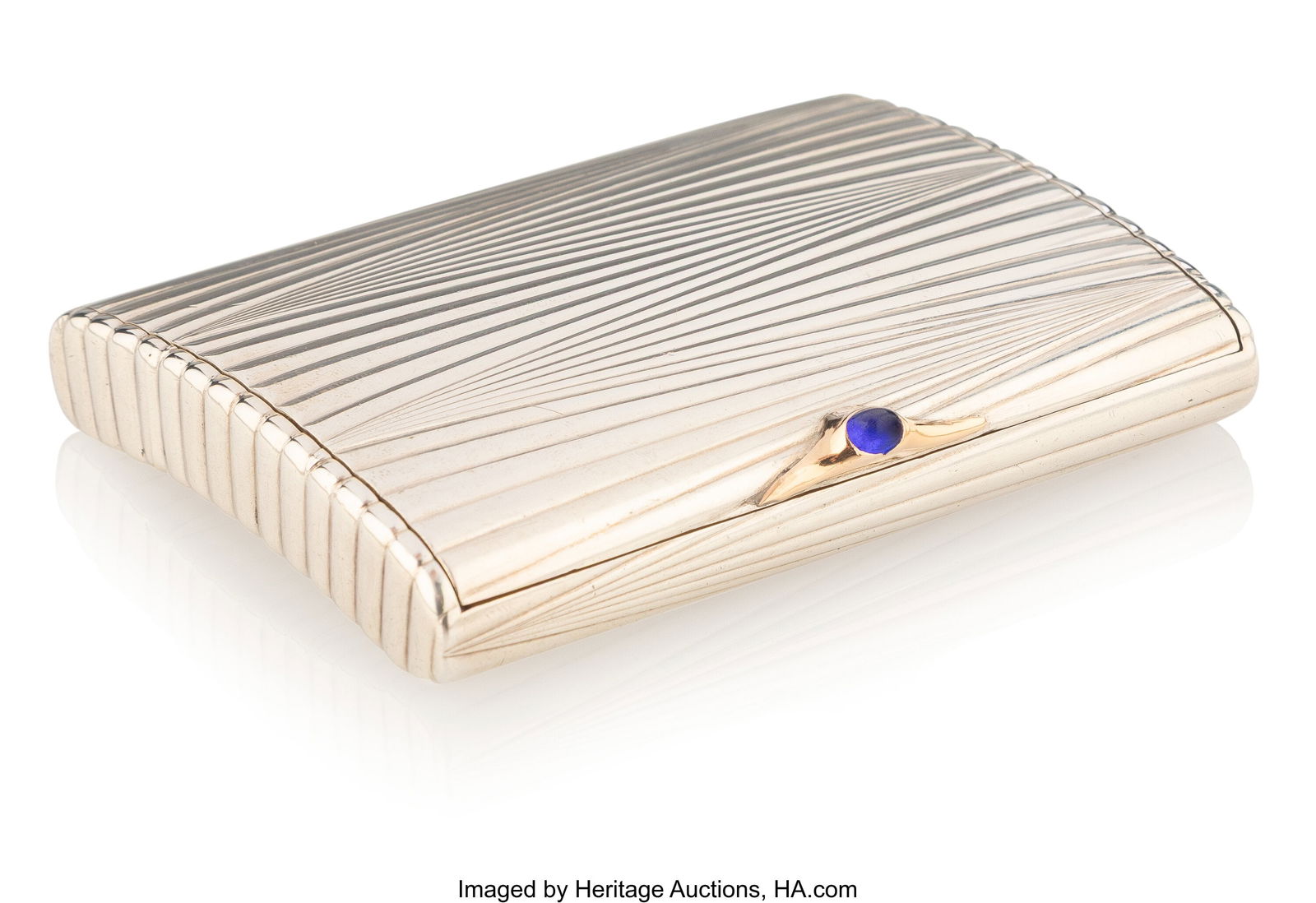 A Fabergé Curved Silver Cigarette Case Fabergé (1 of 8)