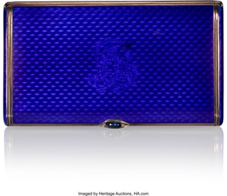 69049: A Russian Cobalt Blue Guilloché Enameled Silver