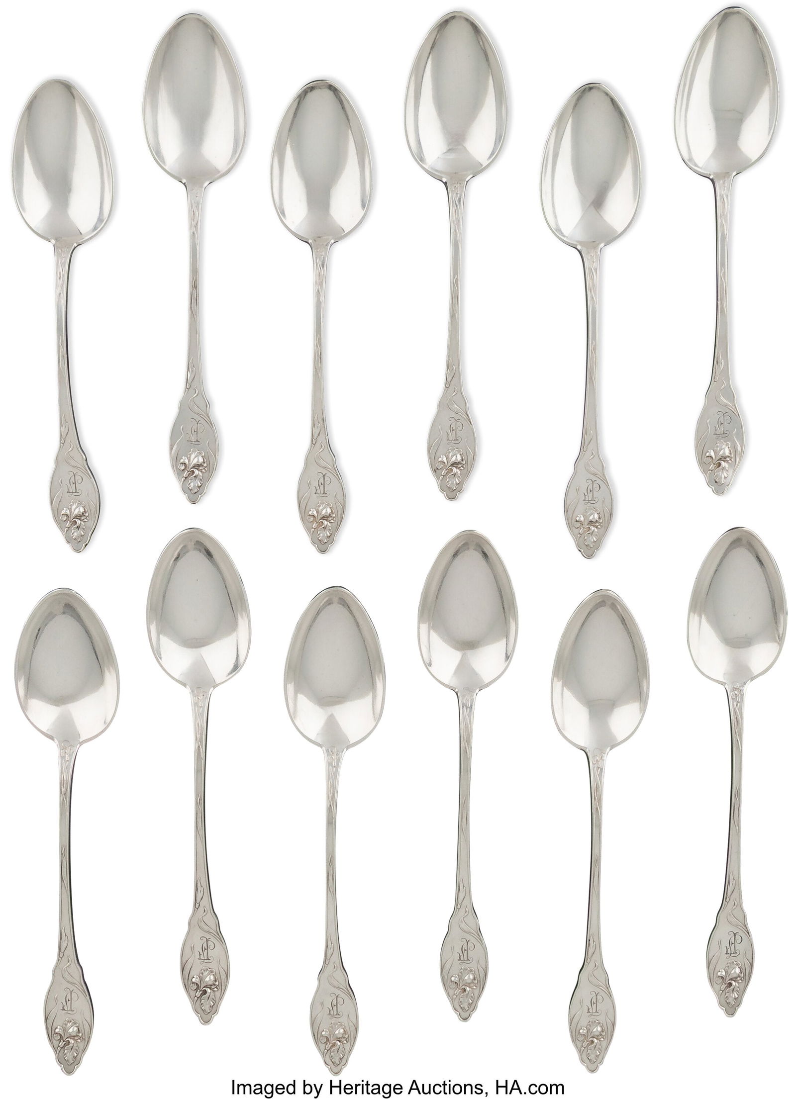 A Set of Twelve Fabergé Silver Dessert Spoons i (1 of 3)