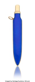 69058: A Fabergé Cobalt Blue Guilloché Enameled Two-C
